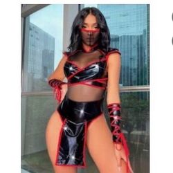 Red & Black Mesh Costume