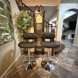 Beautiful Set Of Two Black Adjustable Barstools 