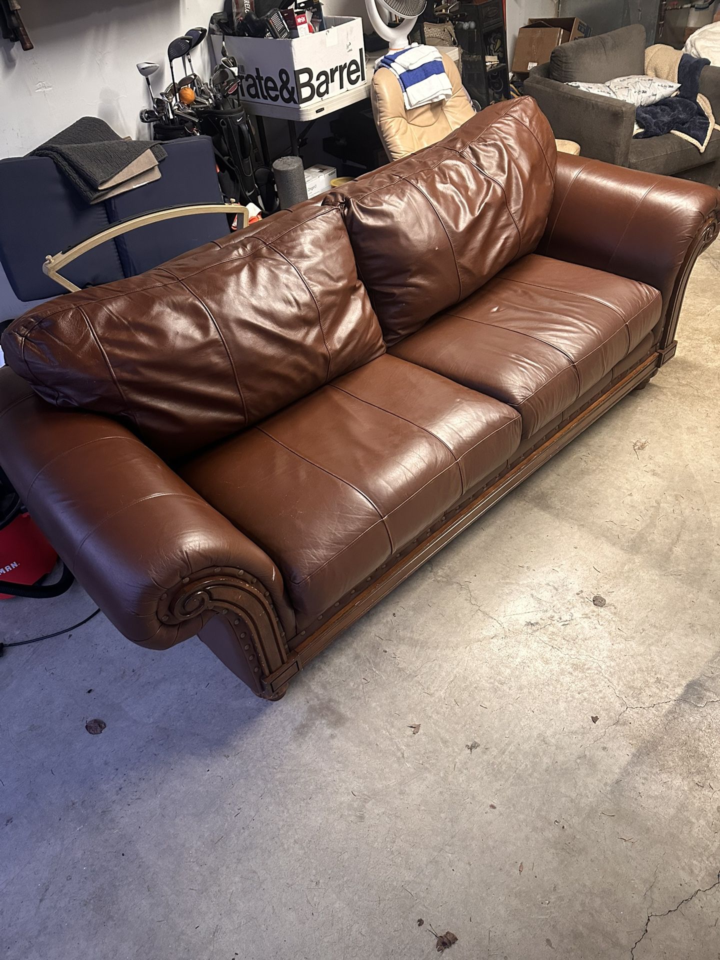 Ashley Furniture Leather Sofa – Chocolate Brown
