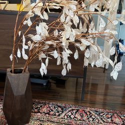 Wooden Vase And Faux Floral