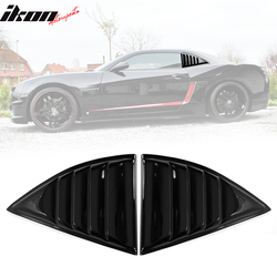 Fits 2010-2015 Chevy Camaro Side Window Louver Sun Shade Cover 2PC - Gloss Black