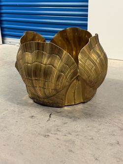 Extra Large Solid Brass Lotus Leaf Planter