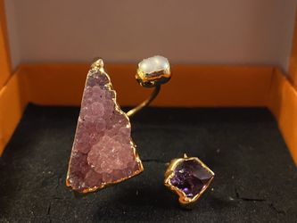 Natural Gemstone Gold Plated Ring