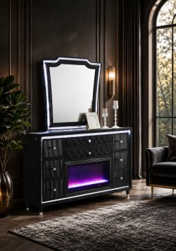BLACK VELVET DRESSER & MIRROR 🖤😍