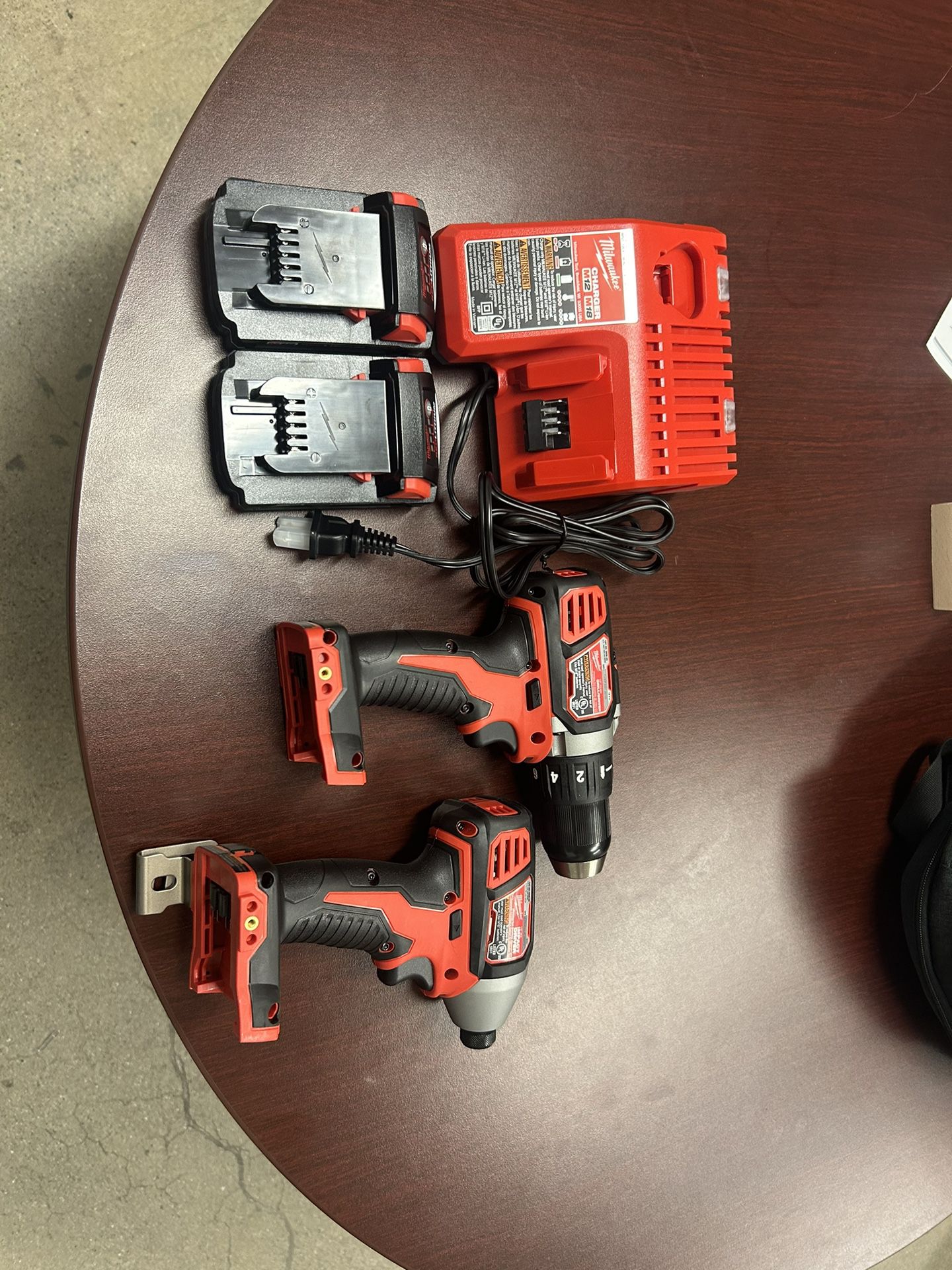 Milwaukee M18 Li-Ion Compact Cordless Power Tool Set, 1/2in. Drill/Driver & 1/4in. Hex Impact Driver, 2 Batteries, Model# 2691-22