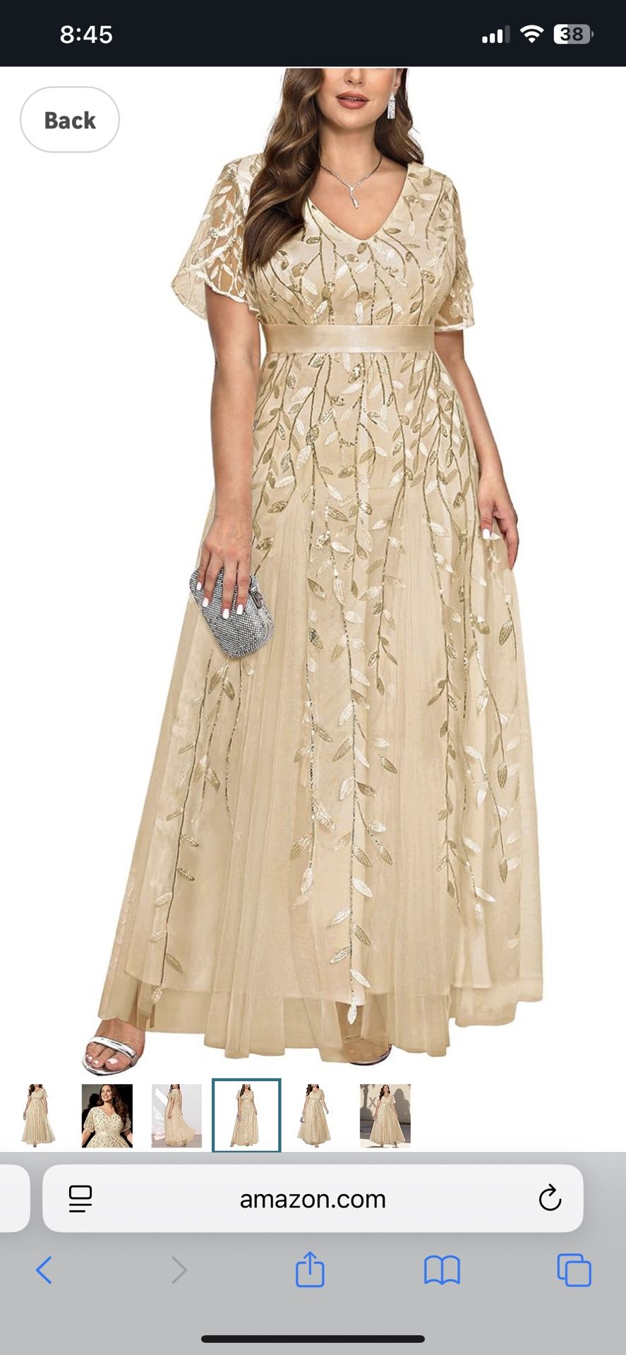 Beautiful gold sequence embroidered formal dress