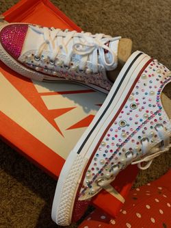Bedazzled girls converse all star size 2