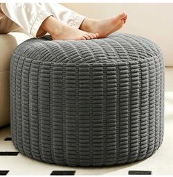 Gray stuffed ottoman