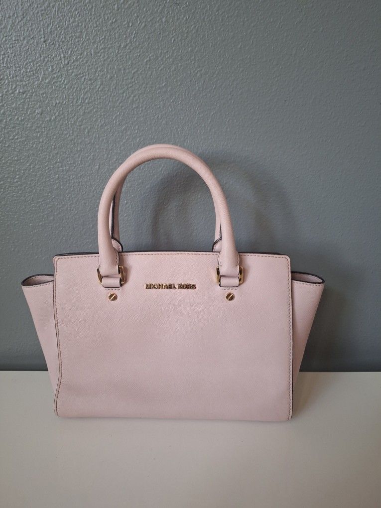 Michael Kors Pink Selma Satchel with Gold Hardware