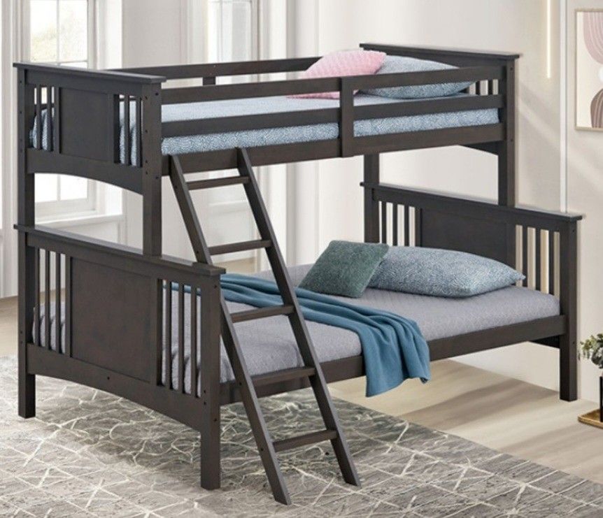 Brand New Grey Twin Over Full Bunk Bed