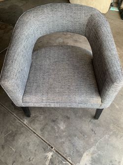 Gray Upholstered Barrel Accent Chair