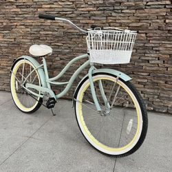 Freedom Cycles 26 Inch Beach Cruiser w/ Basket Mint Green 