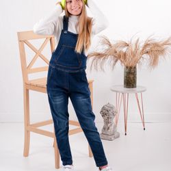 Overall Denim Set With Long Sleeve 