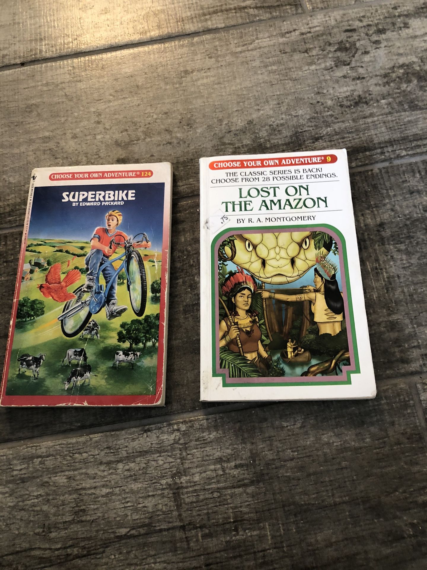 Choose your own adventure books set, superbike, lost on the Amazon books