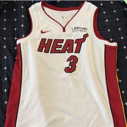 Nike Miami Heat Basketball Jersey - White and Red Accents . Wade 3