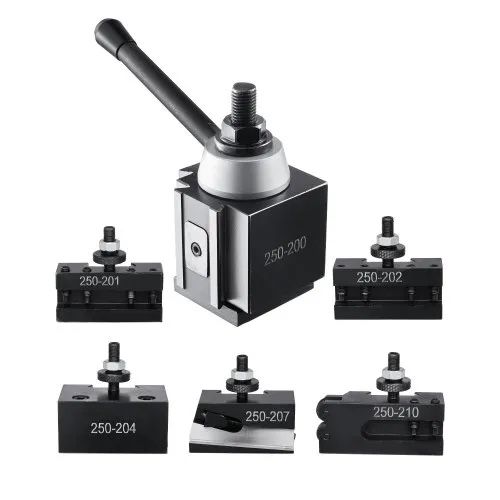 Quick Change Tool Post Set, 6 Pcs, Includes Lathe Tool Holders, Wedge Type Tool Post with Turning Tool Holder Accessories, for Mini Lathe & Metal Lath