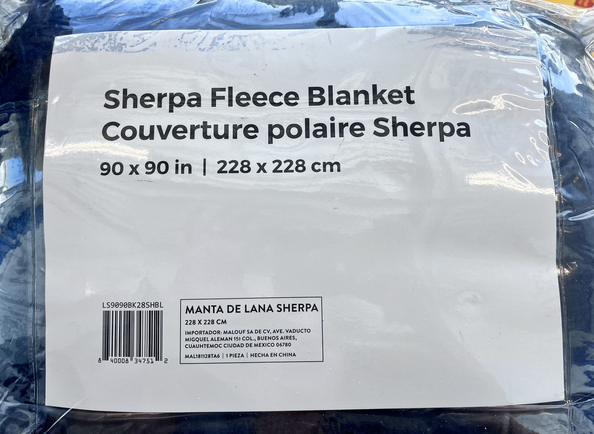 Ultra Soft Sherpa Fleece Blanket - Size 90x90” Cozy Warm Throw for Bed or Couch