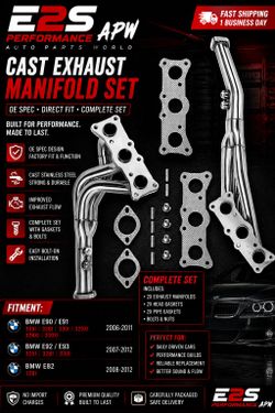 BMW N52 Cast Exhaust Manifold Set | E90 E91 E92 E93 E82 | Direct Fit