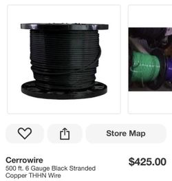 Cerrowire 500 ft. 6 Gauge Black Stranded Copper THN Wire