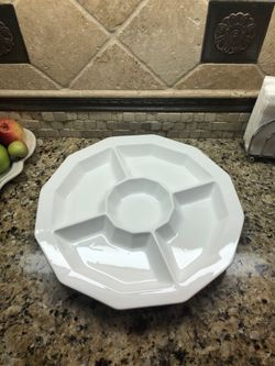 Large white serving platter, server