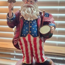 Dillard's Trimmings Hand Painted Uncle Sam Santa Figurine W/Box/New 