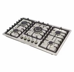34 in 5-Burner Gas Cooktop Stainless Steel, Natural Gas Hob With Flame Failure Protection & Electronic Ignition, 5 Independent Knob Controls, NG Gas S