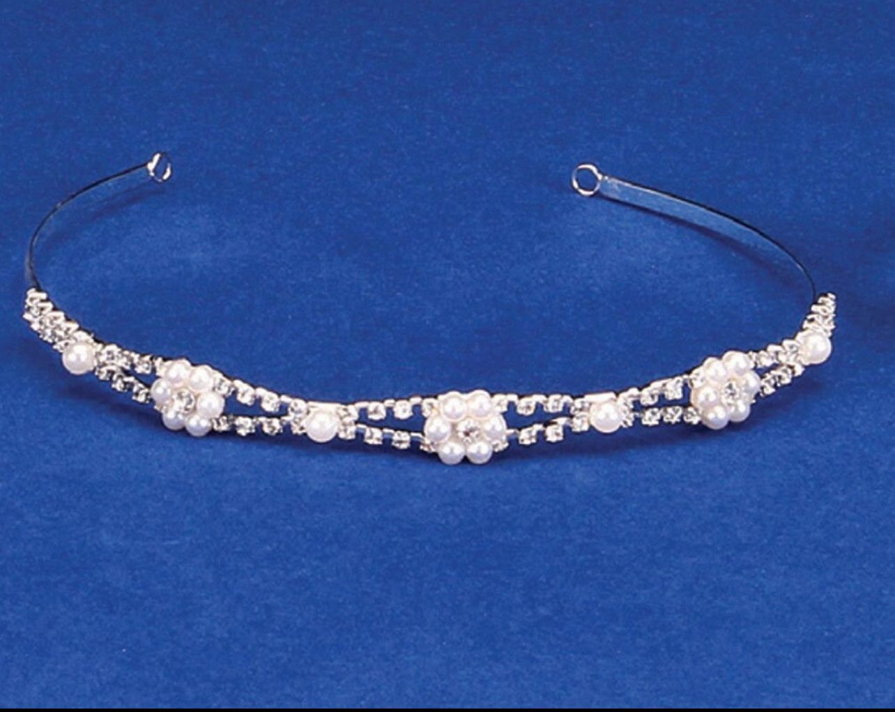 Silver Rhinestone and Pearl Headband Tiara for All Occasions Gift