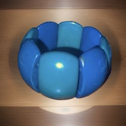 Vintage Wide Blue And Green Chunky Bangle Stretch Bracelet 