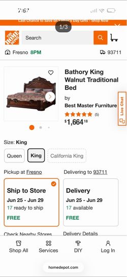 King bed fram