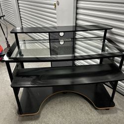 Glass Desk With Pull Out Keyboard