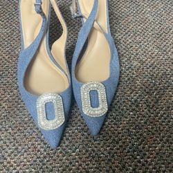 INC International Concepts Blue Embellished Slingback