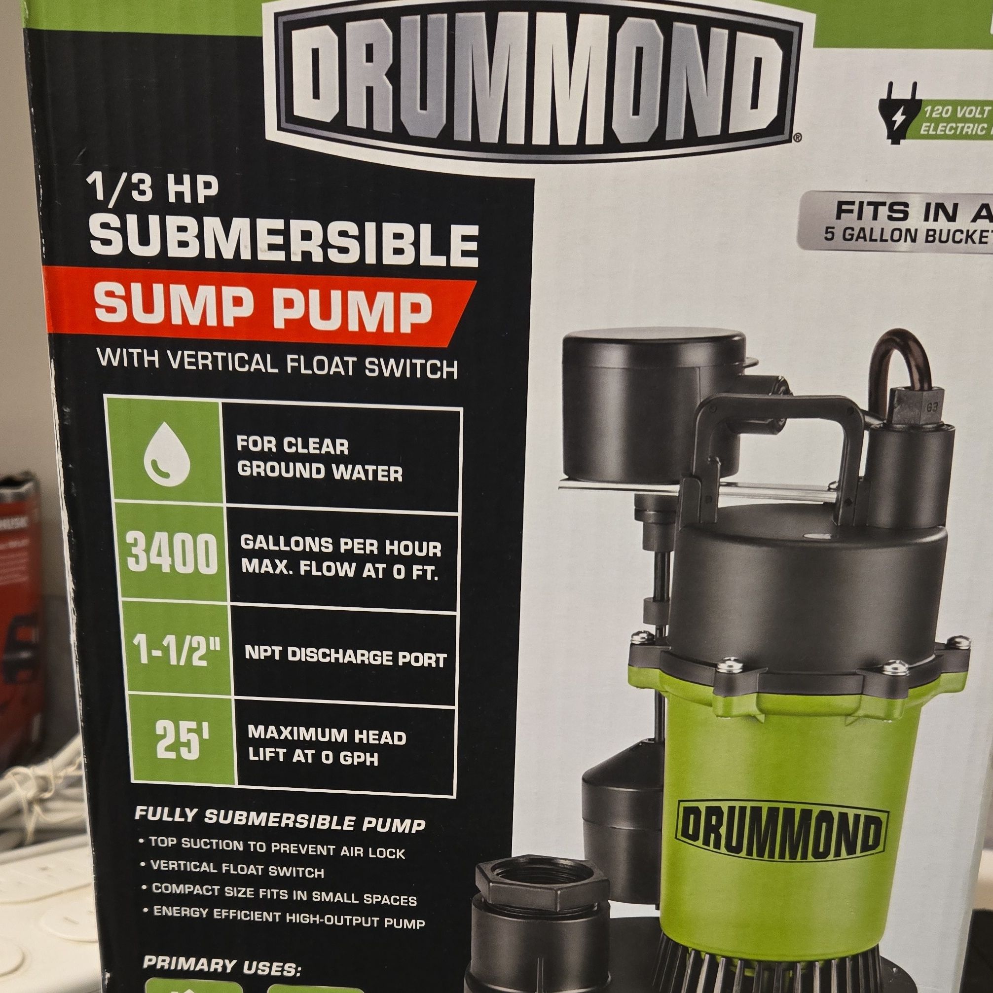 Drummond 1/3 HP Submersible Sump Pump
