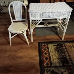 Wicker Desk & Chair