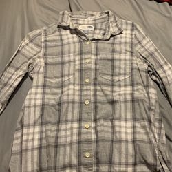 Youth XS Plaid Grey Button Up Long Sleeve
