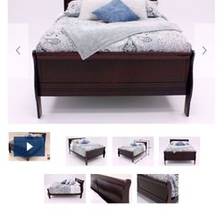 Cherry Brown King Size Bed With Two Twin Box Springs