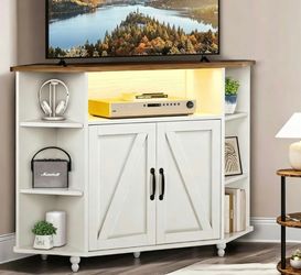 45" Corner TV Stand for 55-Inch TVs with Storage, White
Farmhouse Corner Entertainment Center with LED Lights, Cable Management, Barn Doors and 4 Adju