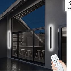 2 Pack 47,2 inch 2” Wide Long Outdoor LED Wall Light Sconces, Hardwared Dimmable with Remote