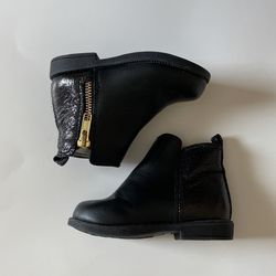 6C Gymboree Black Boots With Gold Zipper