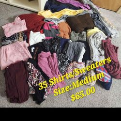 35 Shirts/Sweaters Size Medium