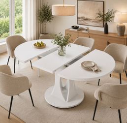 White Oval Extendable Dining Table