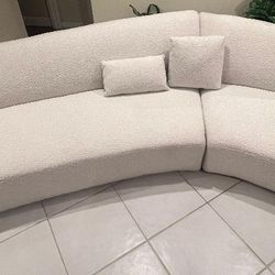 Rove Concepts, Reya Curved Sectional-Brushed Brass-Grand Curved-Chatou Boucle-Pearl-Curved Chaise Right, B172SS-076,