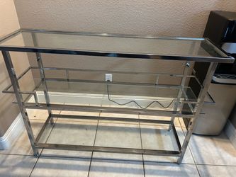 3-Tier Glass and Chrome Console Table
