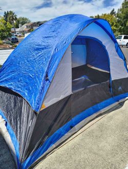 2 Tents in Good Shape - Blue has one cracked pole - Red has Broken Rain Fly Pole