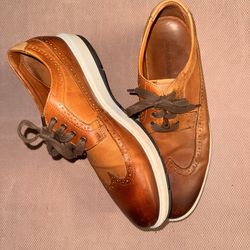 Johnston & Murphy Wingtip Brogue Lace Up Brown Sneakers Men Rubber Sole