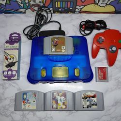 Blue And Yellow Transparent Nintendo 64 Bundle Tested And Working