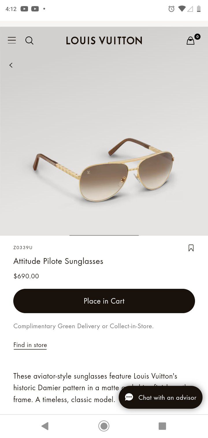 Louis Vuitton, Accessories, Louis Vuitton Attitude Pilote Aviator  Sunglasses