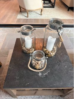 3 Beach Decorative Jars with Candles