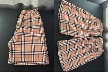 Beige red and black Burberry shorts