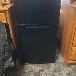 Black mini fridge