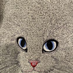 EUC America Casual Cat Kitten heavy warm winter sweatshirt Grey pull over M